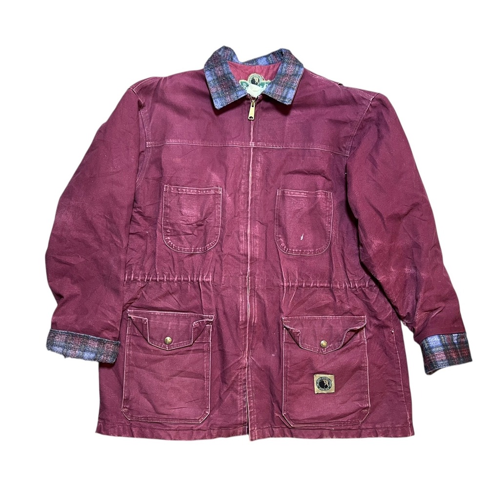 Vintage Bercowear Workwear Jacket Burgundy Plaid Utility Barn‎ Coat Mens 50" XXL